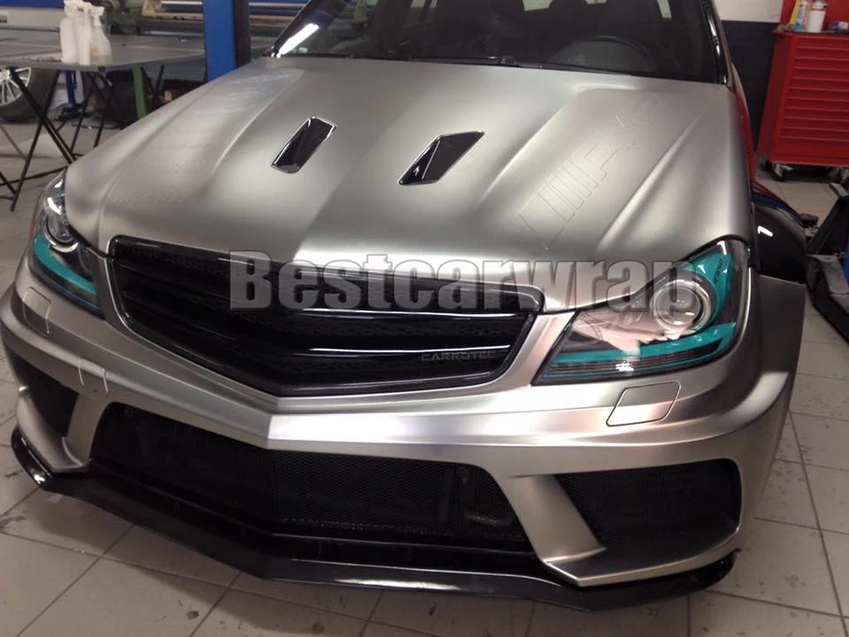 Серебристая атласная хромированная виниловая Автомобильная оболочка с