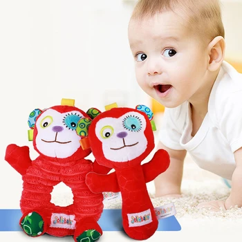 

Kids Cute Cartoon Animal Toys Baby Soft Plush Cat Hand Stick Device Toy Baby Hand Rattle Plush Toy Kids Gift