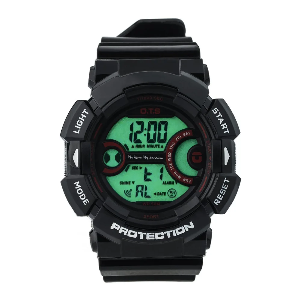 Новые модные мужские часы, водонепроницаемые, спортивные, яркие, черные, цифровые наручные часы с обратным отсчетом и светодиодный подсветкой