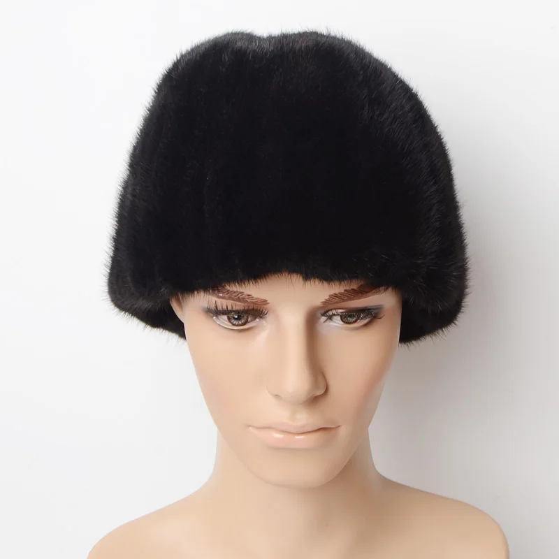 Wucifo 2019 100% Natural mink fur hat men New Fashion Men's Real Mink Fur Cap Winter Warm Top Hat Headgear Beanie Beret | Аксессуары