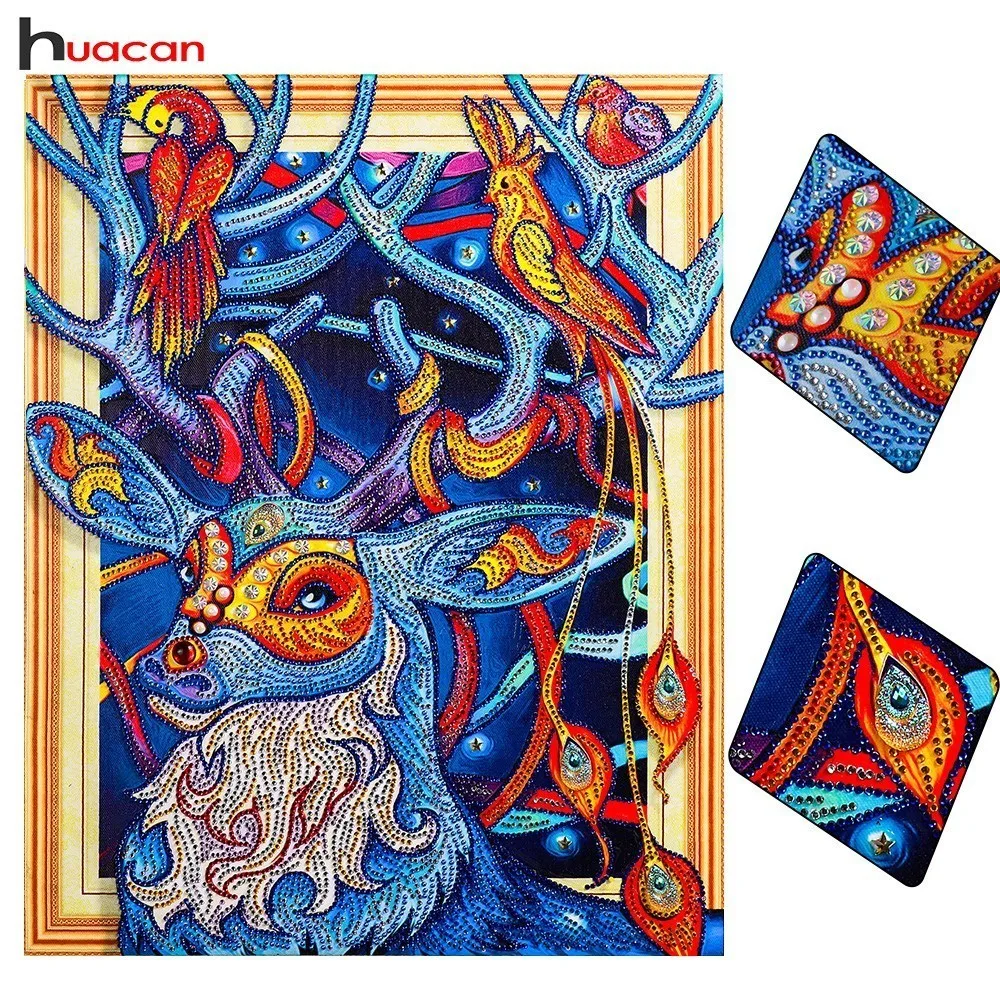 

Huacan Special Shape 5D DIY Diamond Painting Animal Diamond Embroidery Deer Painting By Rhinestones Diamonds Mosaic Sale 40x50cm