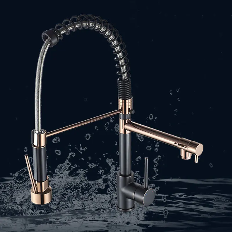

Europe type restoring ancient ways is rose gold ORB kitchen faucet copper multi-function can stretch can rotate leading 4 points