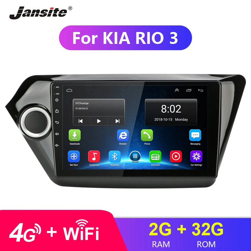 

Jansite 9" Car Radio For KIA RIO3 2011-2016 Touch screen Android 8.0 radio coche players for Kia Rio 2013 2014 NO DVD with frame