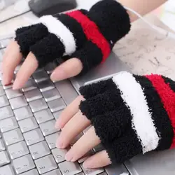Ноутбук для женщин и мужчин Прочный USB с подогревом варежки полный и половина пальца зимний теплый вязаный перчатки для рук Прямая доставка