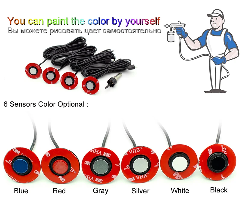GreenYi 6 цветов дополнительно 4 датчика s комплект автомобильных датчиков парковки обратный резервный радар звуковой сигнал зонд Система DC 12V
