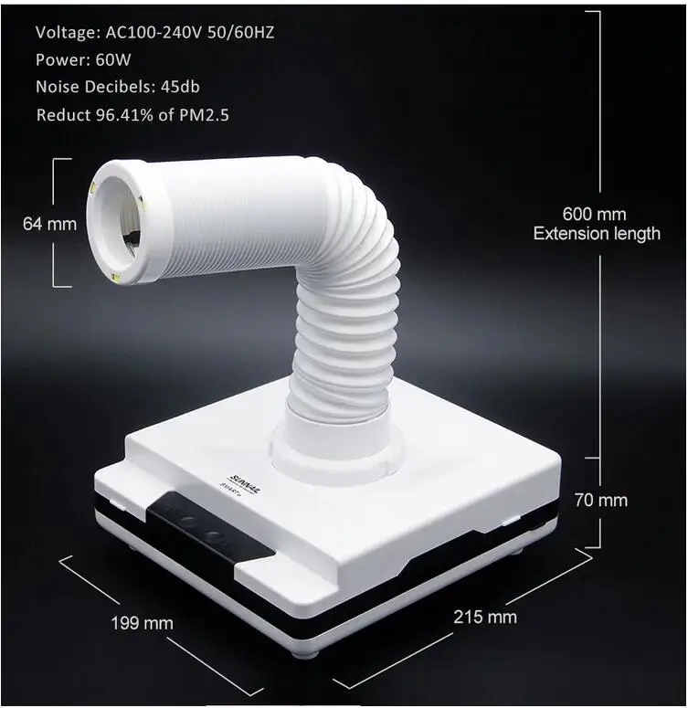 SMART-K1 new lighting vertical dual-use nail cleaner 60W fine filter nail dust machine
