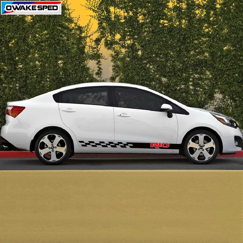 Наклейки в полоску с гоночным флагом для KIA RIO хэтчбек седан автомобильная
