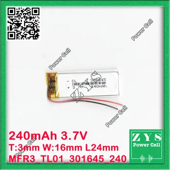 

Safety Packing (Level 4) 3.7V lithium Polymer battery 301645 240mah for UAV UAS Drone Zone mini drone fpv Size:3x16x45mm