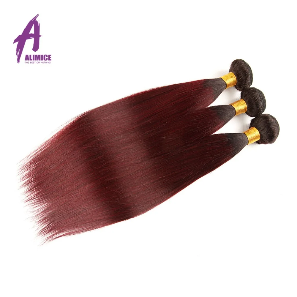Alimice Ombre Brazilian Straight Hair 2 3 4 Bundles With Lace Closure T1B/99J Hair Weaves Human Hair Bundles With Closure Remy Alimice Ombre Brazilian Straight Hair 2 3 4 Bundles With Lace Closure T1B/99J Hair Weaves Human Hair Bundles With Closure Remy