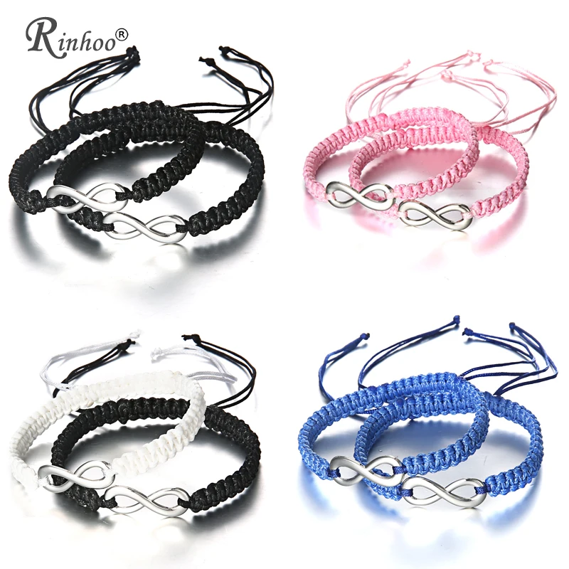 RINHOO 2pcs Infinity Couples Bracelet Set Friendship Bracelet Set Infinity Love Handmade Bracelet Set Infinity Jewelry