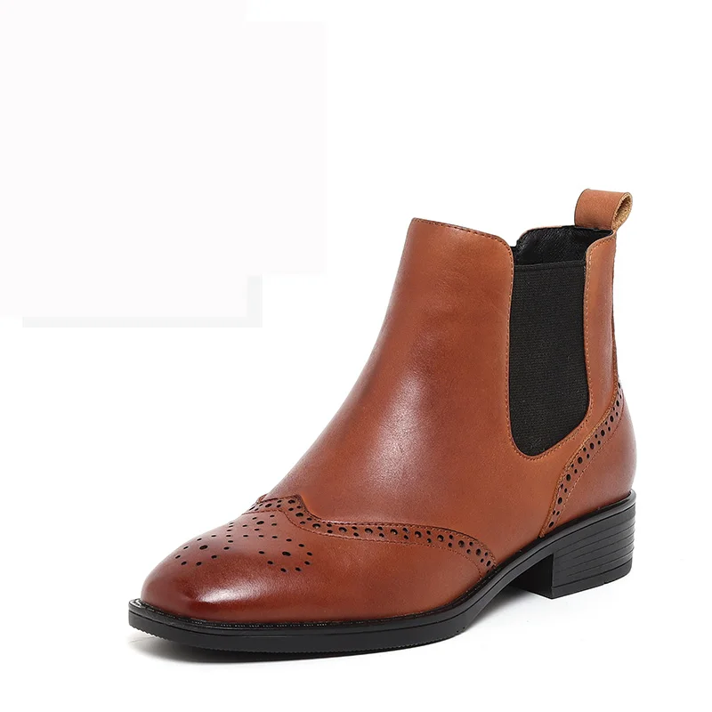 Discount MYCOLEN New Chelsea Boots Women Shoes Comfortable Round Toe Thick Heels Shoes Band Fashion Solid Slip-on Ankle Boots Waterproof 3