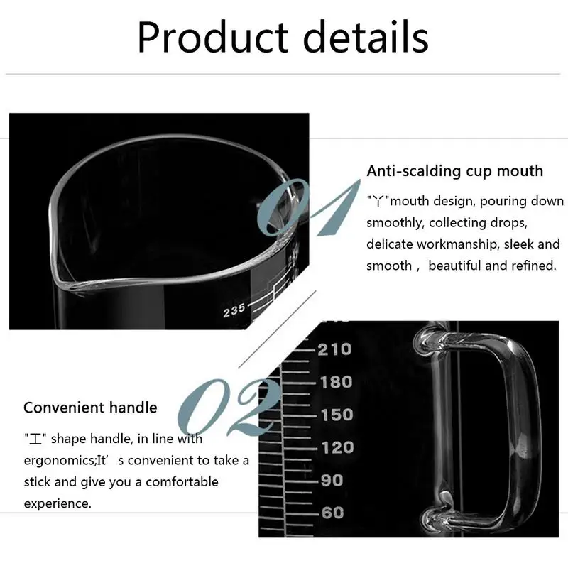 240 мл Прозрачный мерный стаканчик с градуированной шкалой боросиликатного высокотемпературного сопротивления микроволновая печь Подогрев молока чашка
