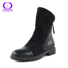 AIMEIGAO High Quality Ankle Boot Suede Soft Leather Women Boots Double Zip Short Plush Spring Autumn Boots Plus Size Shoes