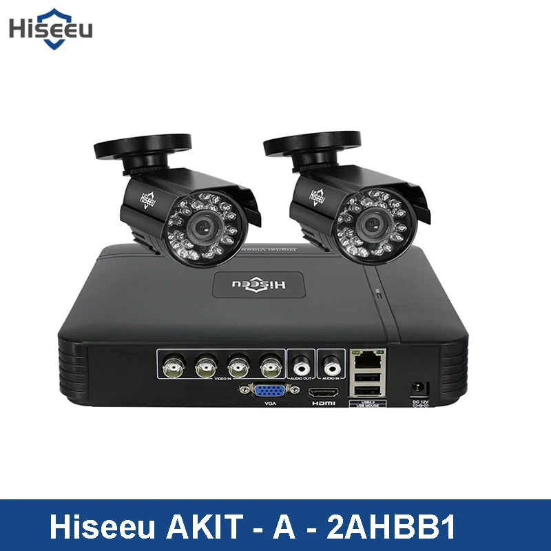 

Hiseeu HD 4CH 1080N 5in1 AHD DVR Kit CCTV System 2pcs 720P/1080P AHD-two-way waterproof Camera 2MP P2P Security Surveillance Set