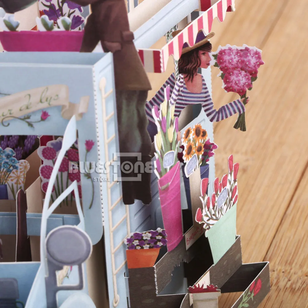  3D Pop Up Car of Flower Greeting Cards Happy Birthday Anniversary Invitations Free Shipping - 32836838064