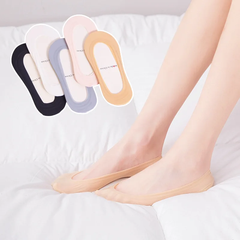 1 пара, летние женские носки-Башмачки из силикагеля невидимые Нескользящие тапочки с хлопковой подошвой Нескользящие носки