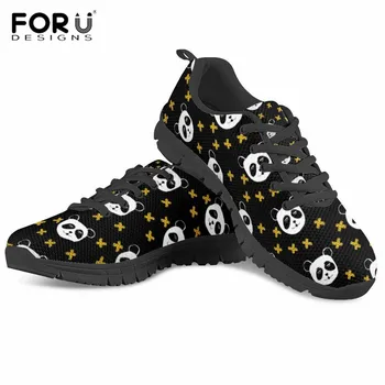 

FORUDESIGNS Men Shoes Summer Casual Sneakers Cartoon Panda Prints Breathable Shoes for Men Teenager Boys Lace up Leisure Shoes