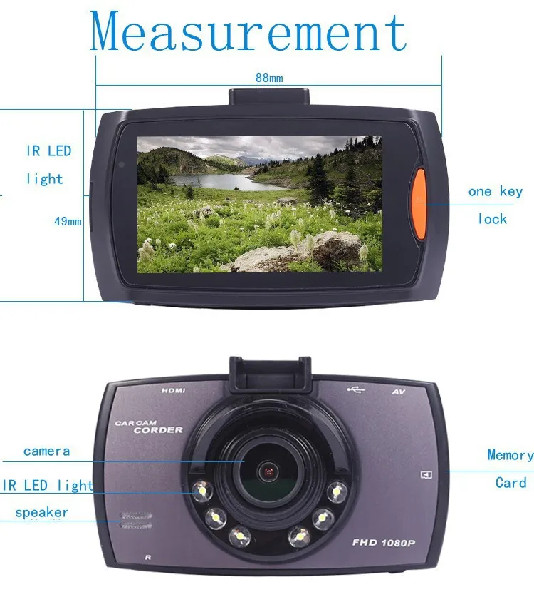 Новинка, автомобильная dvr камера G30 2," Full HD 1080 P, 140 градусов, регистратор, детектор движения, ночное видение, g-сенсор, видеорегистратор