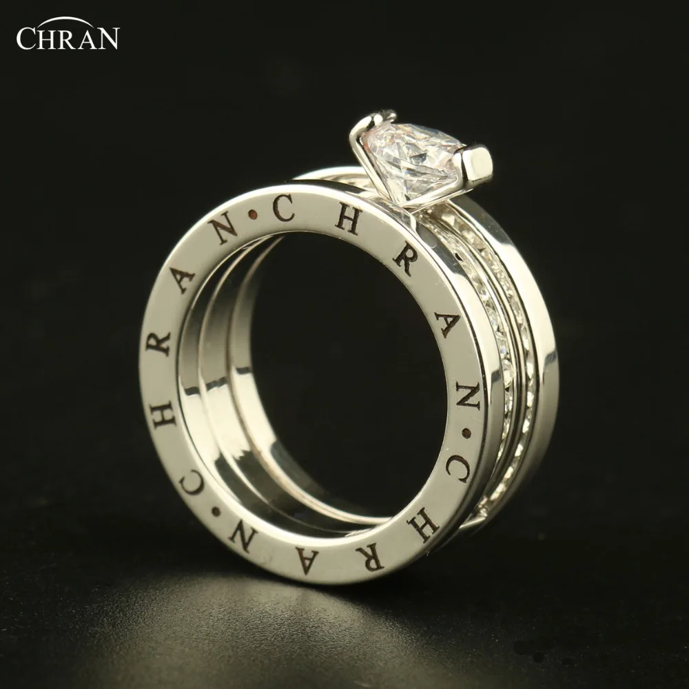 CHRAN Elegant Austrian Crystal Gold Color Brand Jewelry Wholesale Classical Pave Band Zircon Engagement Rings For Women - Image 3
