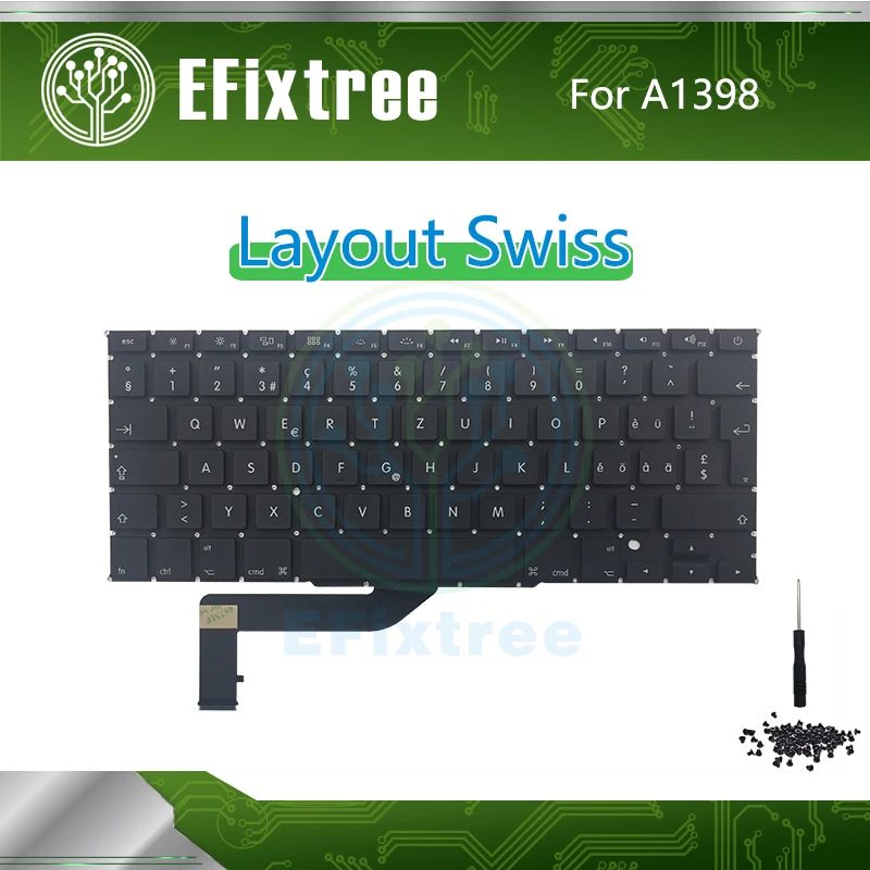 Новая клавиатура A1398 Swiss для Macbook Pro Retina 15 дюймов малый формат Enter 2012-2015 года EMC 2512 2673