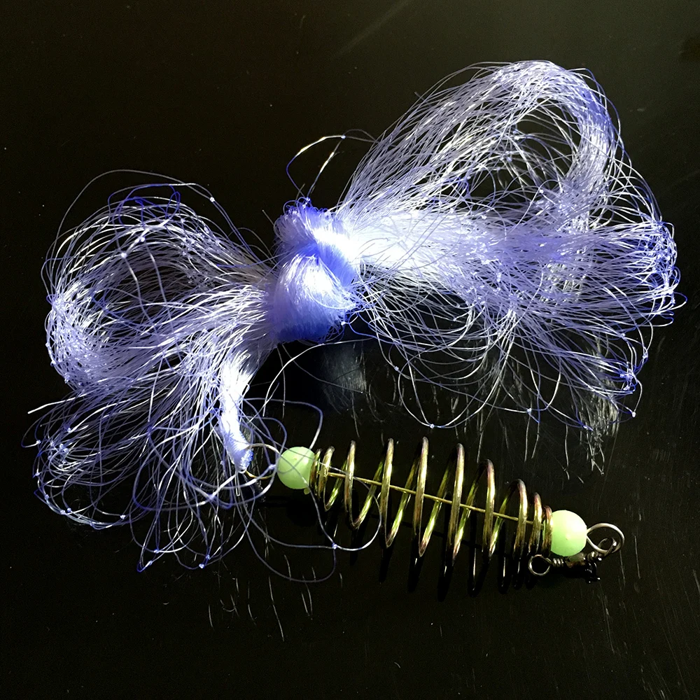 2 шт. нейлоновая рыболовная сеть ловушка со светящейся бусиной медной пружиной