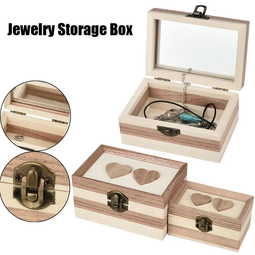 

Storage Box 2 Size Vintage Love Mirror With Lock Case Holder Storage Box Pirate Jewelry Gift Storage Box DropShip Hot Sale 30p