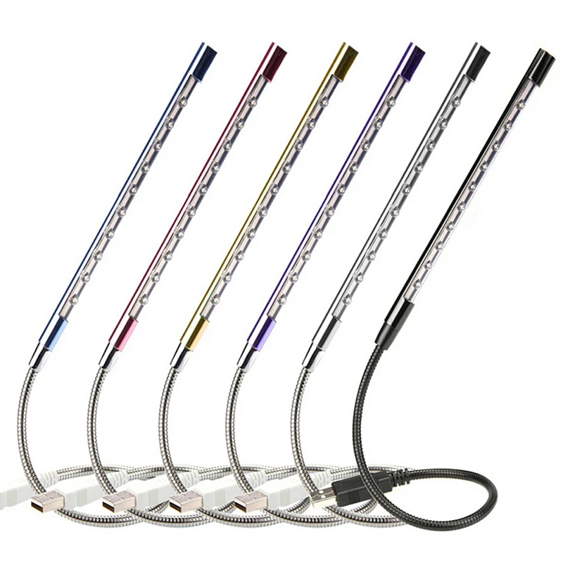  Mini USB table light 10 LEDS USB Light Flexible Metal LED Table Lamp Super Bright Touch Switch Led  - 33036342519