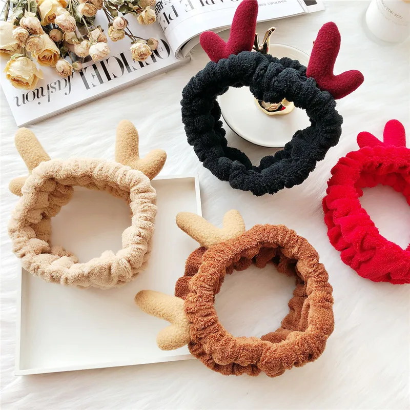 

New Women Girl Christmas Deer Hair Band Soft Plush Deer Horn Headband Fashion Christmas Gift Elk Hair Clasp Hair Styling Tool