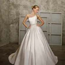 Великолепная Линия одно плечо атласное дизайнерский Свадебный платья