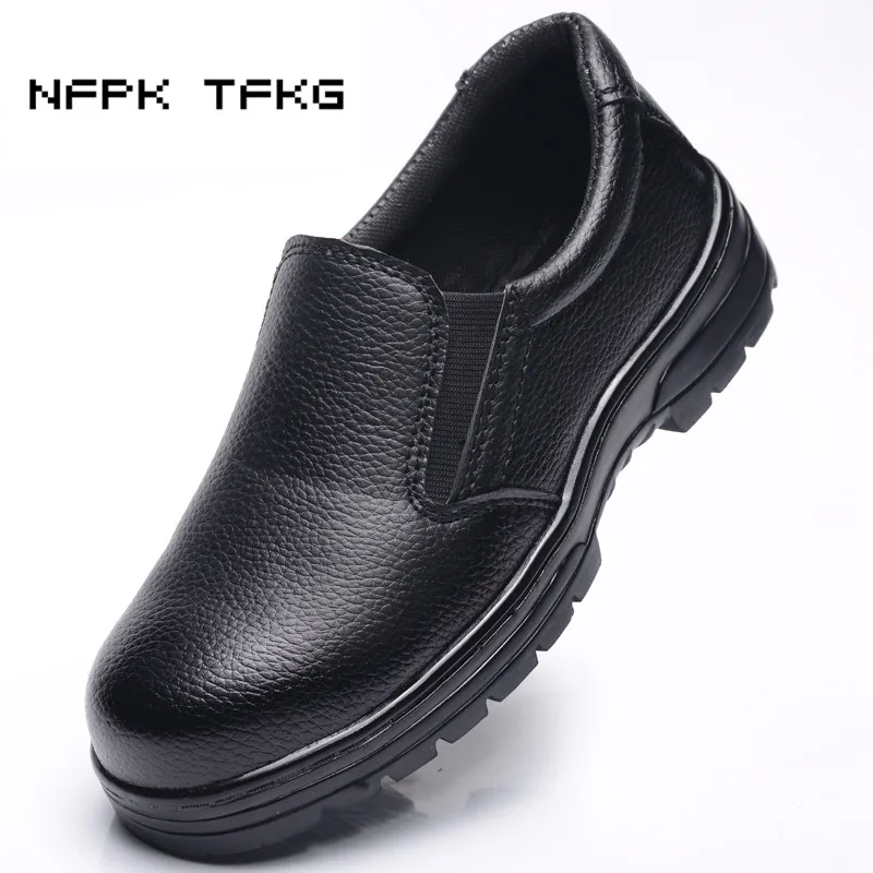 big size men black casual steel toe cap work safety shoes breathable ...