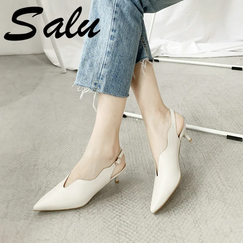 

Salu Fashion Women Genuine Leather Shoes Bohemia Buckle Ankle Strap Sandals Summer Women Casual Shoes Woman