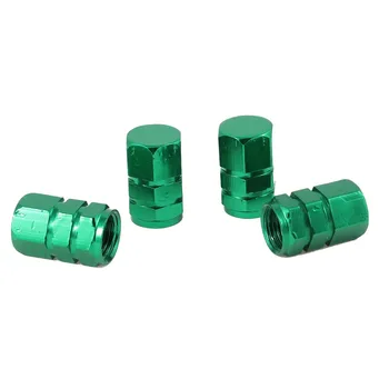

4 Pcs Car Green Alloy Hex Type Tire Wheel Stem Valve Cap 17mmx10mm