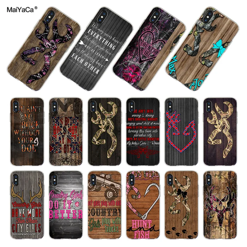 

MaiYaCa Colorful camo browning wood Transparent TPU Soft Cell Phone Protective Cover For iPhone XS MAX XR 5s 6s 7 8plus case