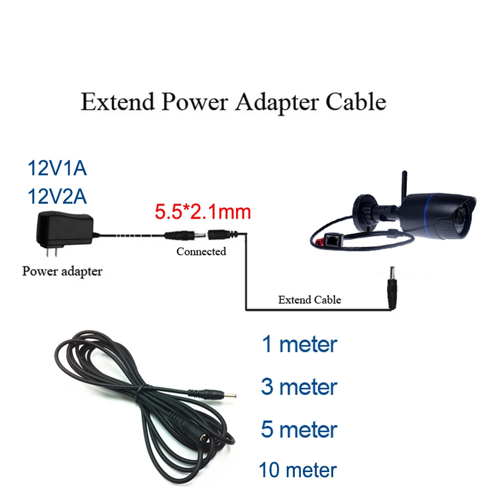 Удлинитель 12V2A Мощность переходник удлинитель 12V 5,5*2,1 мм 1 м 3 м 5 м 10 м для Vstarcam C16S C63s C18S C17S C34S-X4