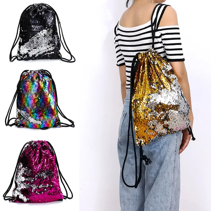

Sequins Backpack Bag Flip Sequins Drawstring Serial Beach Student Student Bag Backpack Backpack Women's Travel Backpack