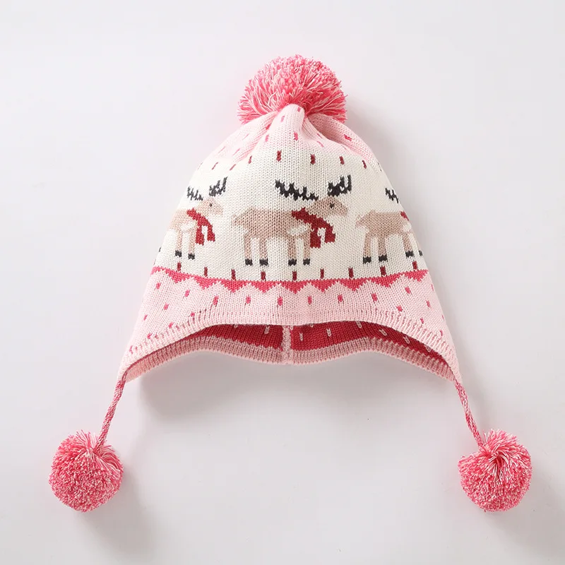 Pink Cotton Baby Hat Embroidery Baby Beanies Kids Fall Winter Cap