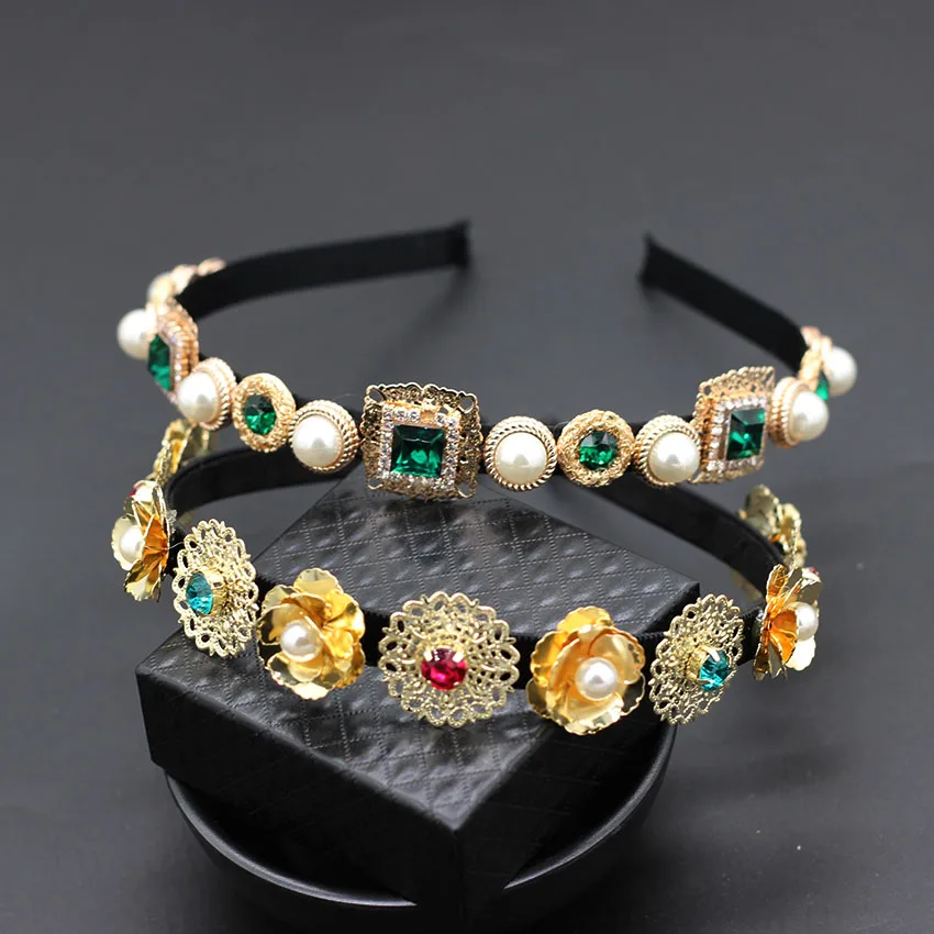 

Baroque colorful headband Fashion personality star with the headband Luxury street dance ball rhinestone headband 736