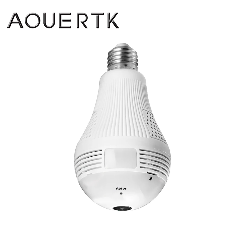  AOUERTK LED Light 960P WiFi CCTV Fisheye Bulb Lamp IP Camera 360 Degree Wireless Panoramic Day and  - 32981478278