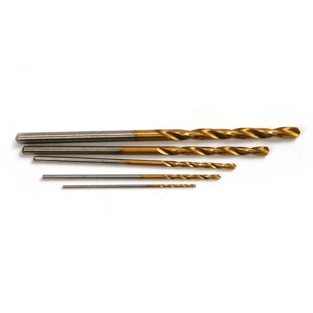 

10Pcs 0.5/0.8/1/1.5/2mm Drill Bit Full Grinding Titanium Coated HSS Twist Drill Bit Straight Shank Drill Woodworking Metal Tool