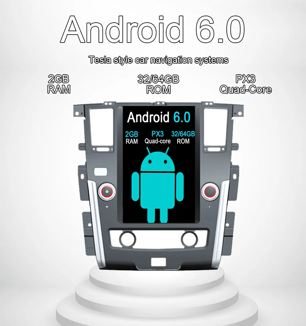 Clearance Aotsr Android 6.0 Tesla style Car No DVD Player GPS Navigation Radio for NISSAN PATROL 2010-2017 car pad stereo multimedia 1