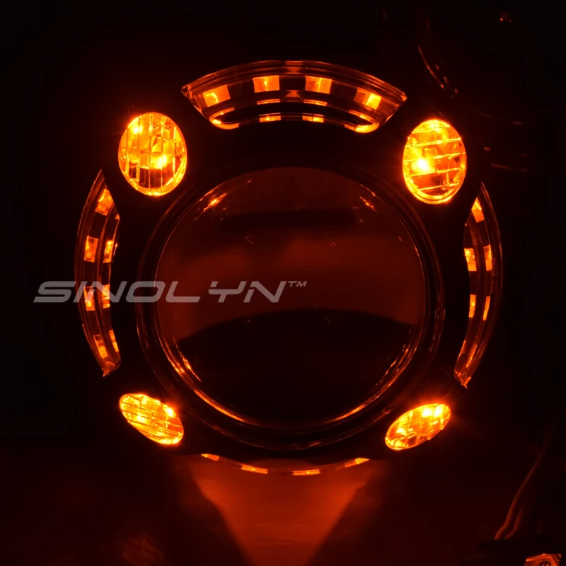 Sinolyn Биксеноновые линзы ангельские глазки полный комплект HID проектор фары линзы сигнал поворота для H7 H4 9005 9006 автомобильные аксессуары тюнинг