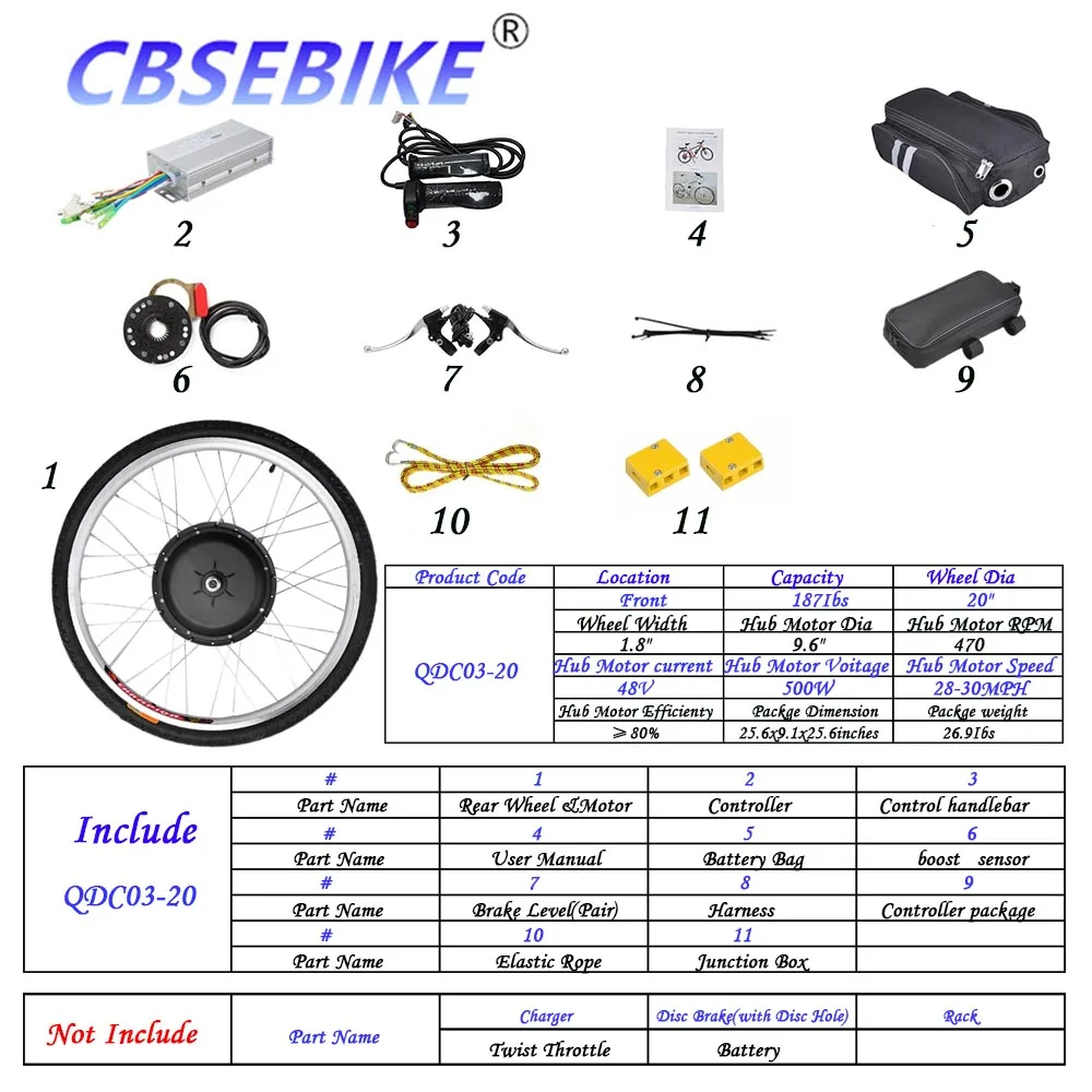 CBSEBIKE 20 дюймов Ebike переднее моторное колесо комплект высокоскоростной конверсионный концентратор Электрический велосипед QDC01-20 - Цвет: 20inch 48v500w QDC3