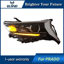 VLAND Автомобильные фары для Toyota Land Cruiser Prado фары- полный светодиодный проектор с двумя линзами светодиодный DRL