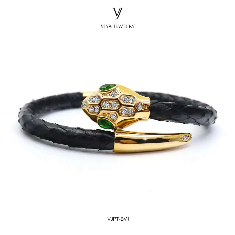 VJPT-BV1---Python leather snake bracelet ,fashion snake head Python leather bracelet,charms snake bracelet women men (33)