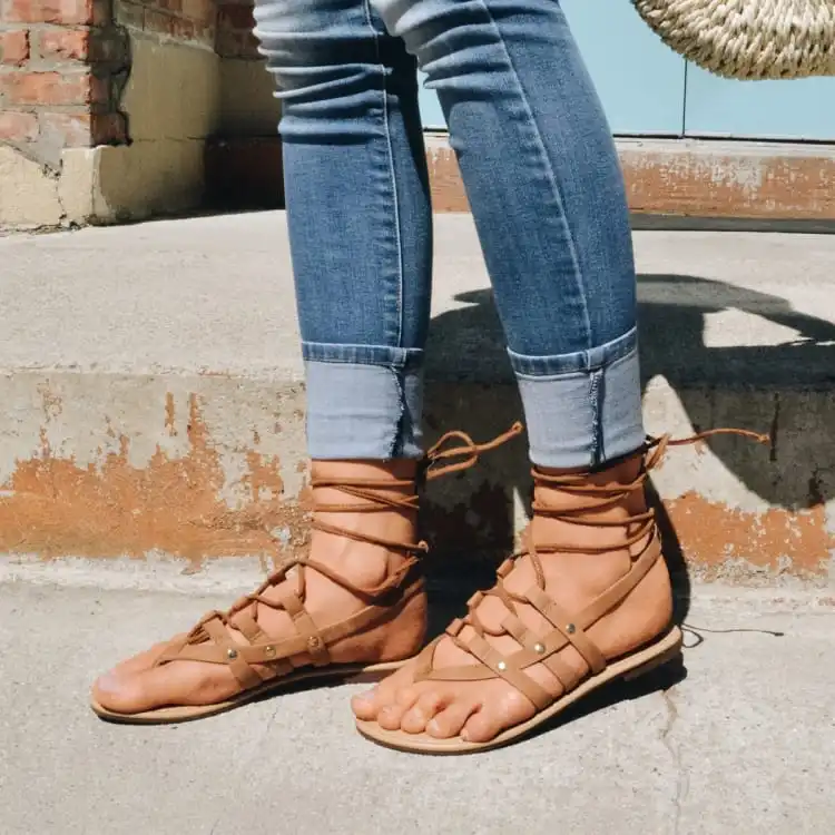 

Women's Sandals Sling Sandals Handmade Sandals on Summer Beach Flip-Flops Flats Made from Soft Faux Leathe