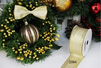 

3.8CM glitter metallic gift wrapping wired edge ribbon 25yards roll
