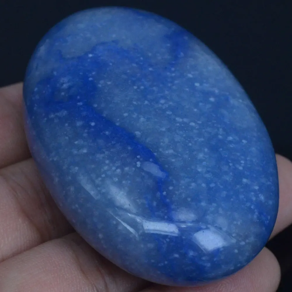 2.36 Inch Natural Blue Quartz Crystal Reiki Healing Quartz Chakra Massage Energy Palm Stone Crafts  