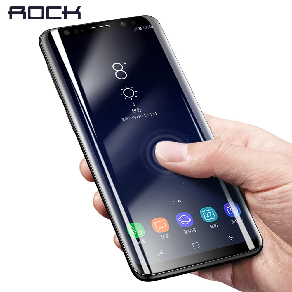 For Samsung Galaxy S9 Curved Glass ROCK Soft High Definition font b Slim b font Hydrogel