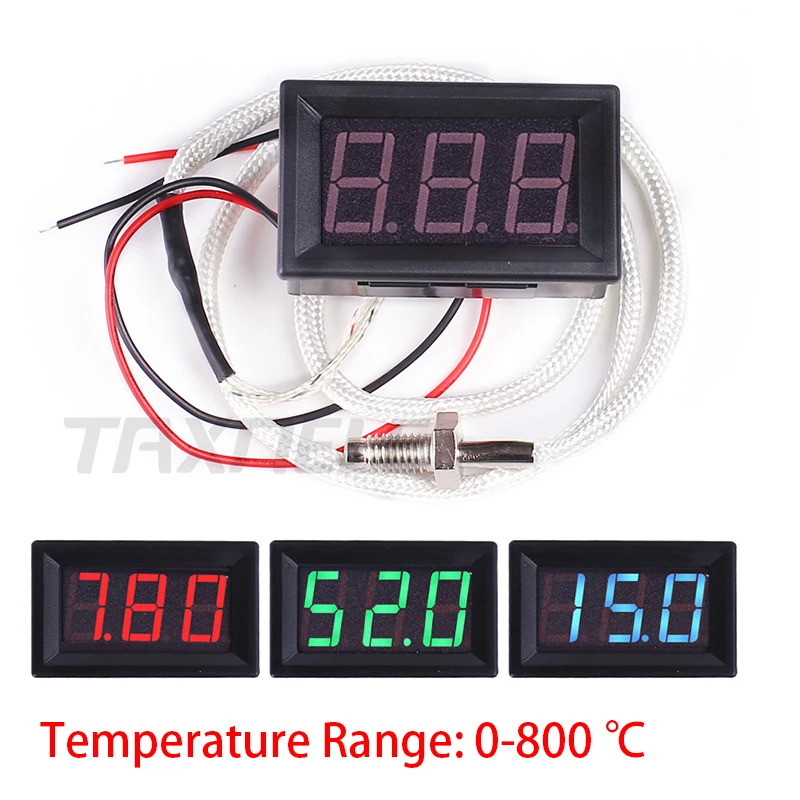 0~ 800C цифровая трубка Дисплей термометр К-типа M6 винтовая термопара 12 V Температура метр автомобилей монитор метр термограф