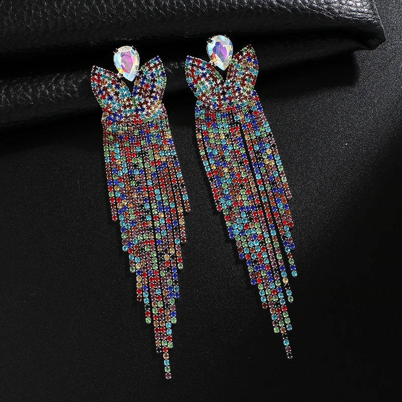

Colorful Rhinestone Angle Wings Charm Drop Dangle Earrings for Women Fashion Jewelry Brand Collection Earrings Accessories E643